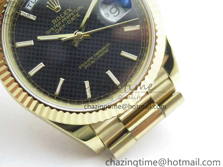 Black 40mm YG 228239 904 Version YG Bracelet Dial Markers BP A2836 Stick New Day-Date Dial on President 0420